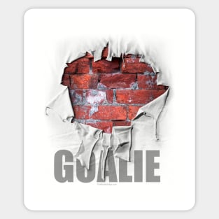 Torn Brick Wall Hockey Goalie - hockey player Sticker